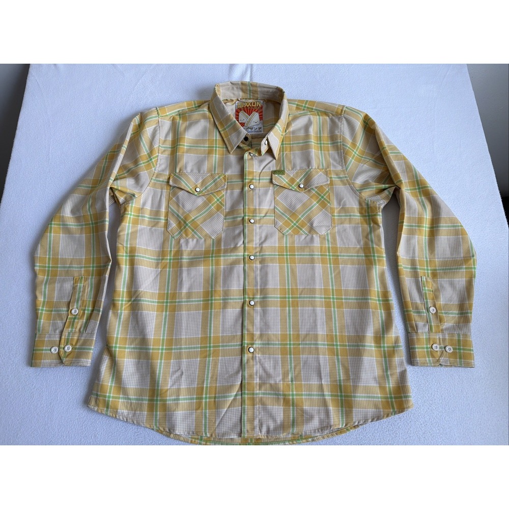 Dixxon Mens Shirt The Sando Egg Salad Plaid Pearl Snap Flannel 2XL